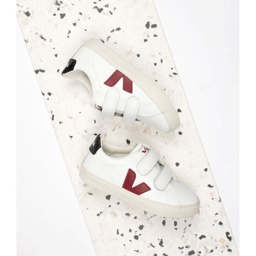 Veja ESPLAR LEATHER Kids' Sneakers White/Black/Red | NZ 819MQZ